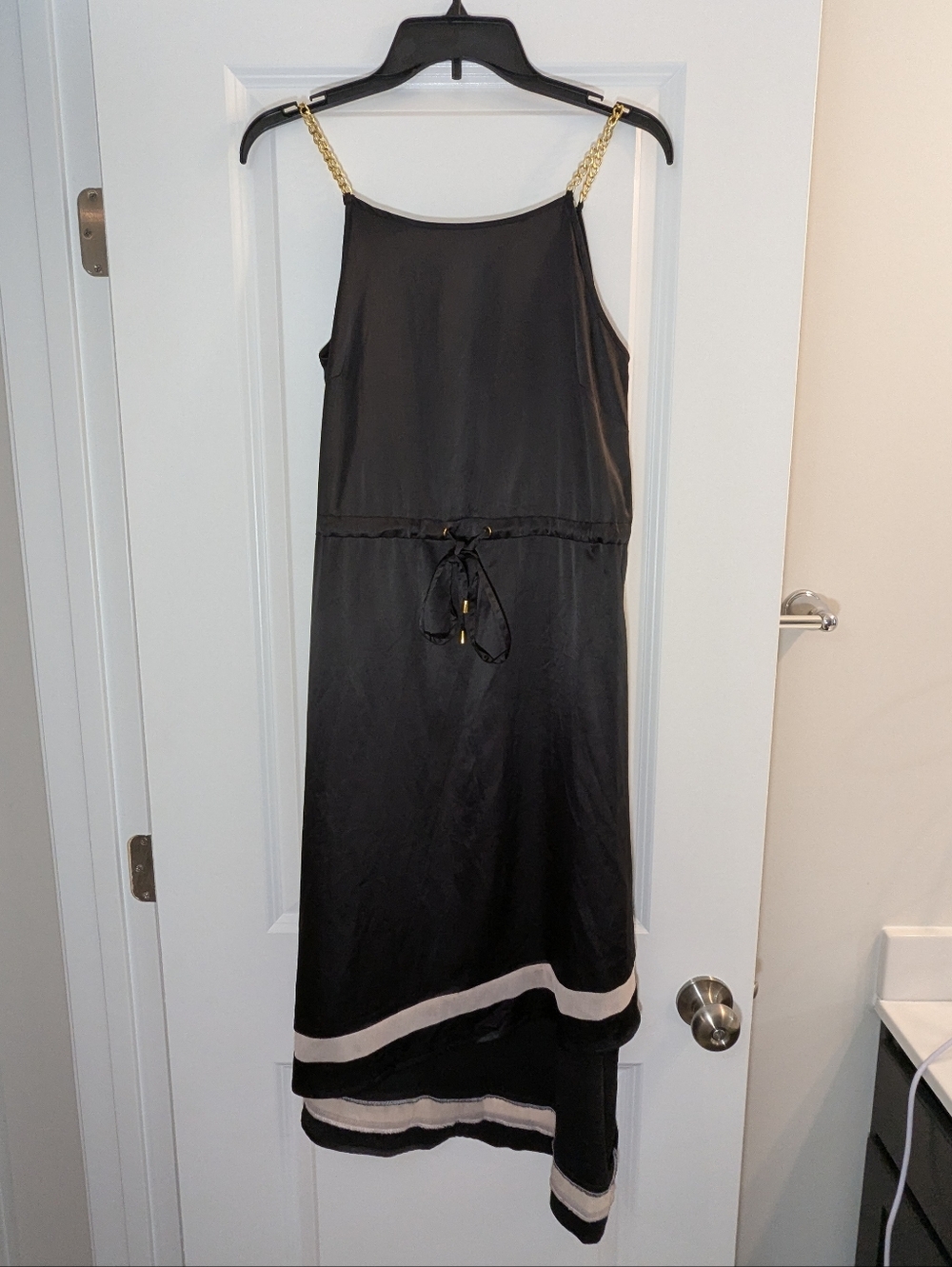 M60 Miss Sixty Black Dress with Gold Chain Straps, Size 2